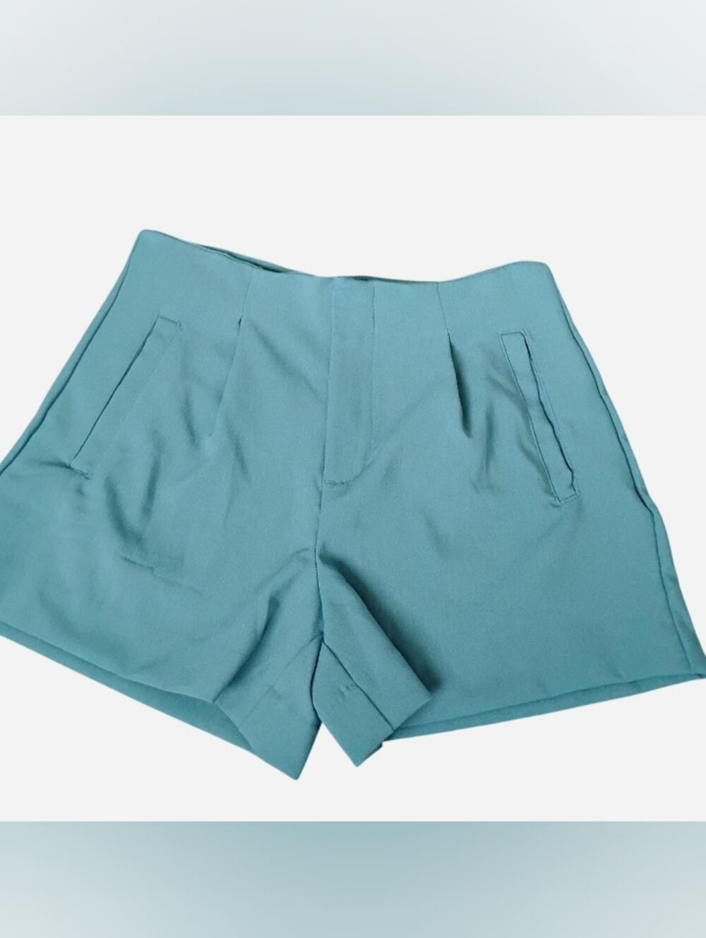 A New Day High-Rise Pleated Dress Shorts with Pockets - Teal/Seafoam Green, Size